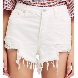 We The Free White Distressed Cut Off Shorts